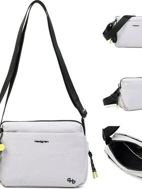 Hedgren Kosho Water Repellent Adjustable Crossbody To Shoulder Bag Grey Black